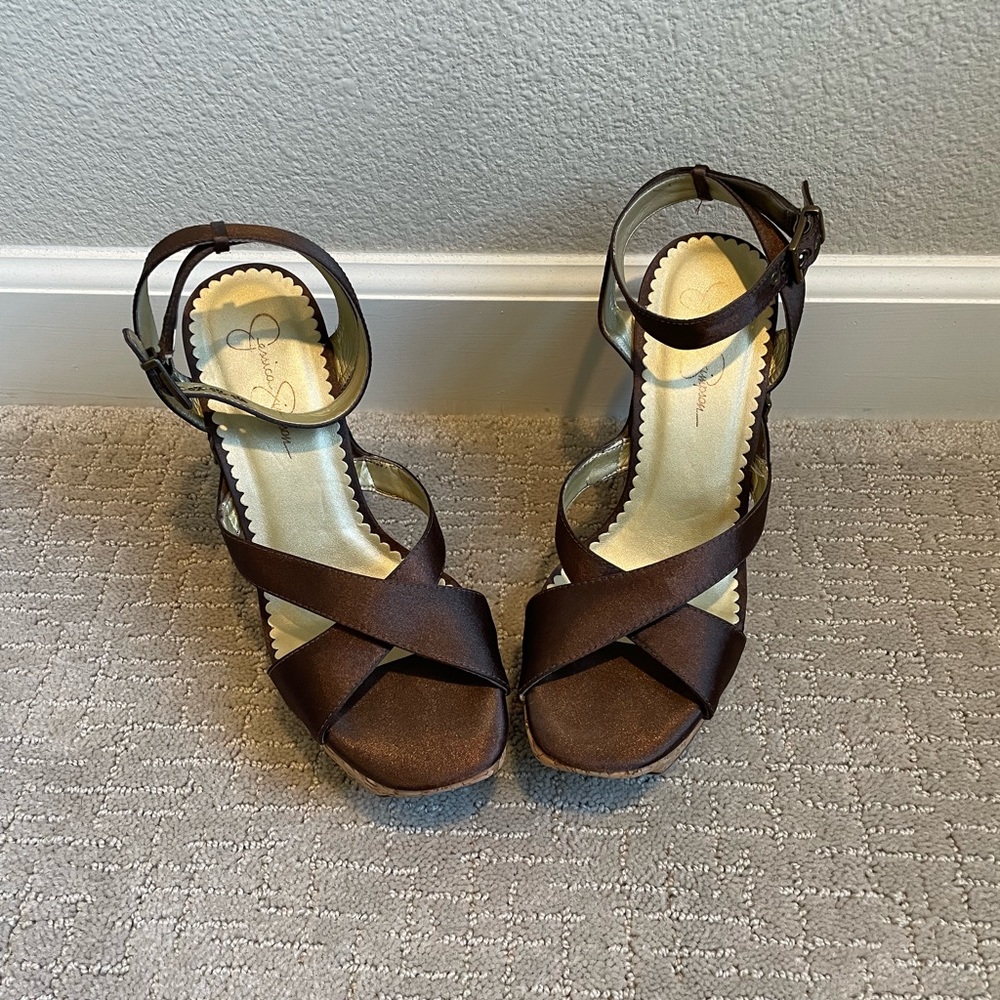 Brown Cork Platform Heels Gem